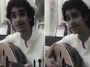 بالفيديو: فاهد نجل الفنانة أحلام يلفت الأنظار بعزف وغناء على العود في مقطع متداول