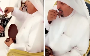 بالفيديو.. شخص يلعق العود قبل وضعه داخل المبخرة ويثير الاستغراب
