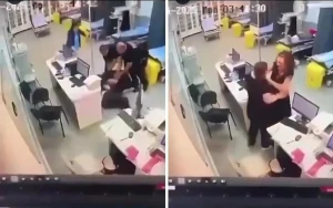 بالفيديو: امرأة روسية “مصاصة دماء” تهاجم موظفة استقبال وتقوم بعضّها من رقبتها داخل مستشفى