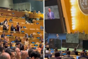 بالفيديو.. ردة فعل الوفد السعودي أثناء إعلان وزير الخارجية البريطاني عزم بلاده الاعتراف بالدولة الفلسطينية