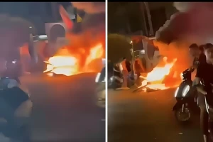 بالفيديو.. عناصر من حزب الله يشعلون النيران في الشوارع وممتلكات اللبنانيين احتجاجاً على قرار الحكومة بنزع السلاح بالقوة