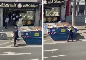 بالفيديو: سوريون في ألمانيا  ينقضون على لص مسلح برشاش ويساعدون الشرطة في القبض عليه