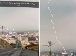 مقتل مواطنة من القريات وابنتها  في أبها بعد إصابتهما بصاعقة .. وفيديو يوثق موقع الحادث