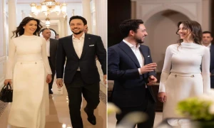 بالصور: أحدث ظهور للأمير الحسين بن عبد الله وزوجته الأميرة رجوة