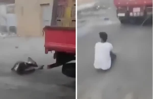 بالفيديو.. لحظة ربط وسحل 3 أشخاص على الطريق بـ «شاحنات نقل» في مصر