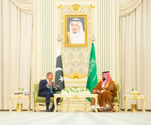 بالصور : ولي العهد ورئيس الوزراء الباكستاني يعقدان جلسة مباحثات رسمية