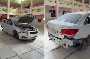 «خلال حصة النشاط».. بالفيديو.. طلاب يتعلمون صيانة السيارات عمليًا داخل مدرسة ثانوية في تبالة
