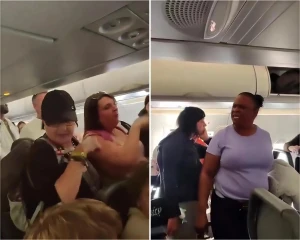 بالفيديو.. امرأة تجبر ركاب طائرة على عدم النزول في مطار بأمريكا لسبب غير متوقع