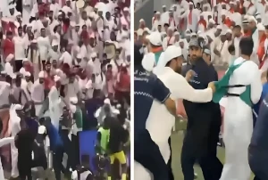 بالفيديو: لحظة اشتباك جماهير المنتخب الإماراتي مع لاعبي المنتخب القطري بعد إحرازهم هدف الفوز