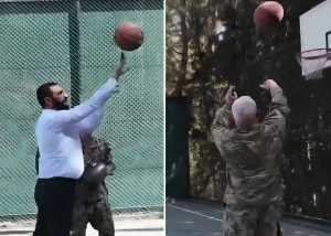 بالفيديو.. الشرع يلعب كرة السلة مع اثنين من كبار قادة الجيش الأمريكي