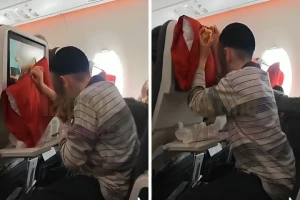 بالفيديو.. أطفال يهود يغطون شاشات الطائرة المتجهة إلى تل أبيب لتحريم استخدام الأجهزة يوم " الشابات"