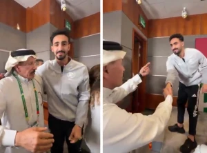 بالفيديو: "الفريان" يصافح نواف العقيدي بعد رده على الصحفي العماني.. ويعلق :"الحارس الشجاع البطل نعم نصفق له يا سفلة"