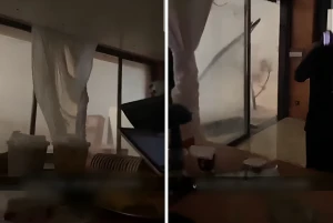 بالفيديو.. صراخ عائلة داخل كوفي أثناء العاصفة على ينبع.. والأم لأطفالها: "غمضوا عيونكم"