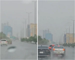 بالفيديو : هطول أمطار من متوسطة إلى غزيرة على مدينة جدة