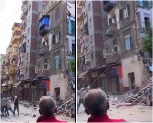 بالفيديو.. أشخاص يحاولون هدم مبنى عن طريق شده بالحبال في مصر !