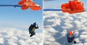 بالفيديو: مظلي أسترالي تعلق مظلته بذيل الطائرة أثناء القفز الحر