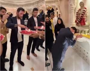 بالفيديو.. ميسي يؤدي طقوسا هندوسية داخل أحد المعابد أثناء زيارته للهند
