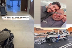 "ظهر على كرسي متحرك".. صورة متداولة لخروج "أبو حصة" من المستشفى بعد تعرضه لحادث ووفاة أبو مرداع في حائل