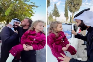 بالفيديو.. ردة فعل الطفلة السورية بعدما أهدى عبدالرحمن المطيري والدها سيارة «بي إم دبليو»