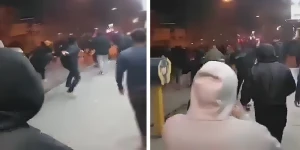 فيديو لمتظاهرين في لورستان الإيرانية يرشقون قوات الأمن بالحجارة