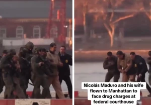 فيديو جديد من زاوية أخرى يوثّق لحظة نقل نيكولاس مادورو وزوجته بطائرة هليكوبتر من مركز الاحتجاز