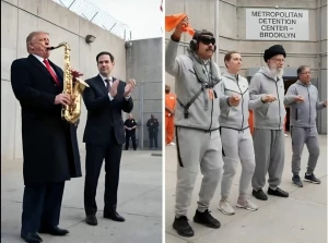 «بينهم خامنئي وماكرون ورئيس كولومبيا».. بالفيديو.. مقطع ساخر بالذكاء الاصطناعي يُظهر رؤساء العالم داخل سجن وترامب يعزف لهم