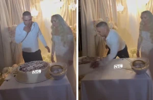 العروس غادرت باكية … بالفيديو:  كعكة الزفاف تفجّر أزمة زوجية في أول ليلة بين عروسين بتركيا