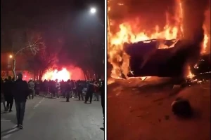 بالفيديو.. محتجون إيرانيون يحرقون حافلة تابعة لقوات الأمن في أصفهان