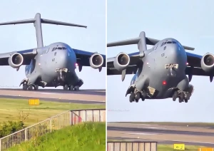 بالفيديو: لحظة إقلاع طائرة شحن أميركية ضخمة باتجاه قاعدة استراتيجية في المحيط الهندي