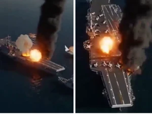 إيران تبث فيديو بالذكاء الاصطناعي يُظهر استهدافها  لحاملة الطائرات " أبراهام لينكولن"