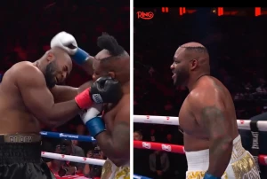 بالفيديو: لكمة قوية تخلع "باروكة" الملاكم " جاريل ميلر" وتكشف رأسه الأصلع أمام الجمهور