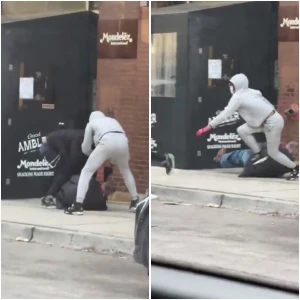 في وضح النهار .. بالفيديو.. سطو مسلح على رجل وسط شارع  في شيكاغو