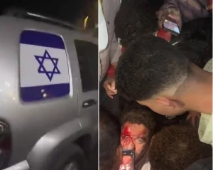 بالفيديو.. مصريون يوقفون شابًا يقود سيارة ترفع علم إسرائيل وينهالون عليه ضربًا في الجيزة