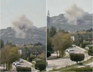 مقر المحطة النووية.. بالفيديو: قصف يستهدف قاعدة صواريخ بمدينة "بوشهر" الإيرانية