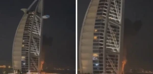 بالفيديو: مسيرة إيرانية تستهدف فندق برج العرب الشهير في دبي