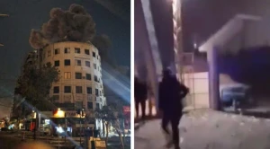 بالفيديو.. غارة إسرائيلية تدمر مبنى قناة المنار التابعة لحزب الله  في الضاحية الجنوبية لبيروت