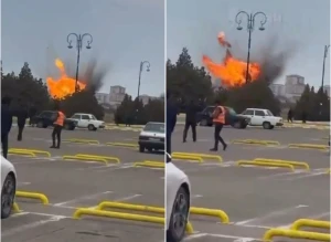 بالفيديو.. مسيرة إيرانية تقصف مطار "ناخيتشيفان" الدولي في أذربيجان