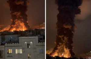 فيديو جديد  لحجم الانفجار الضخم الذي خلفه القصف الإسرائيلي على أكبر مستودع نفط في طهران