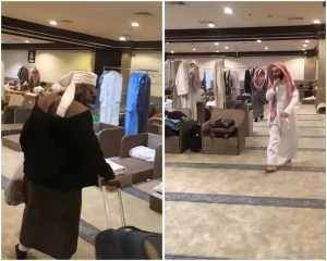 تحول إلى أشبه بالفندق.. فيديو يوثق مئات المعتكفين بشنطهم وملابسهم المعلّقة داخل جامع الراجحي في الرياض