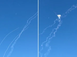 فيديو يوثق لحظة اعتراض صاروخ باليستي إيراني في سماء إسرائيل وتفجيره في الهواء
