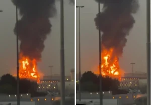 بالفيديو.. لحظة استهداف موانئ الفجيرة الإماراتية بالمسيرات الإيرانية وتدمير خزانات الوقود