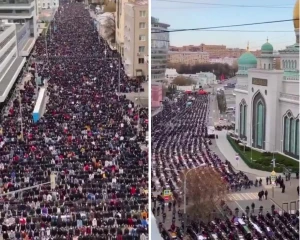 بالفيديو.. الآلاف يؤدون صلاة عيد الفطر في شوارع وميادين روسيا