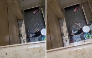 بالفيديو: مياه الأمطار تحاصر عاملة منزلية داخل غرفتها في "سرداب" منزل كويتي