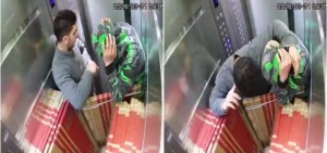 حملوا داخله كمية كبيرة من البلاط.. بالفيديو: لحظة سقوط مصعد بداخله شخصين في بيروت
