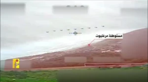 حزب الله ينشر فيديو لاستهداف قاعدة عسكرية في مستوطنة "مارغليوت" شمال إسرائيل