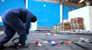 مخبأة داخل إرسالية خيام.. بالفيديو.. إحباط تهريب أكثر من 154 ألف حبة  «إمفيتامين» في منفذ الحديثة