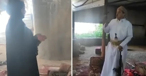 قدمت له خصلة من شعرها.. بالفيديو: امرأة تدّعي أنها ابنة صدام حسين تلجأ إلى شيخ قبلي يمني لإعادة ممتلكاتها المنهوبة