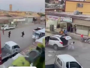بالفيديو: لحظة هروب مطلوب أمني من سيارة شرطة في مدينة الطبقة السورية والأمن يلاحقه بإطلاق النار عليه