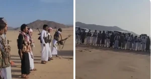 بالفيديو.. توافد رجال قبيلة آل فحاس دعماً لقبيلة دهم لتحرير الشيخ حمد بن فدغم وابنة صدام حسين من سجون الحوثي
