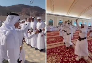 بالعرضة الشعبية.. بالفيديو: أهالي نجران يحتفلون بعيد الأضحى المبارك